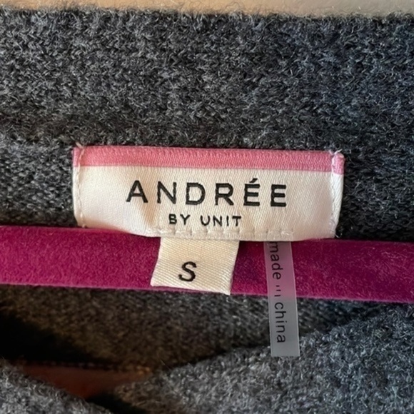 Andree by Unit Canal Ride Stripe Pink Gray Small Long Sleeve Mini Sweater Dress - Picture 6 of 13